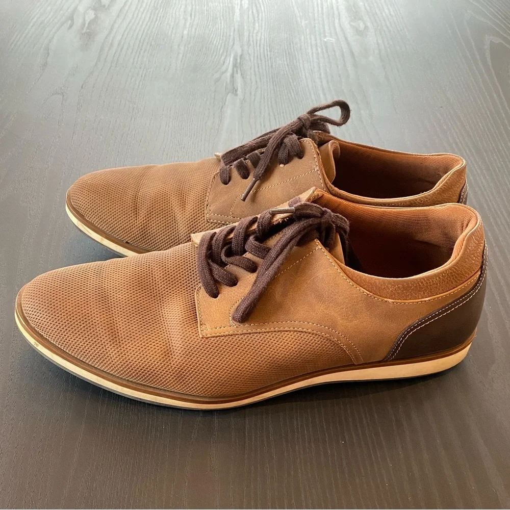 Aldo Brown Two Tone Canvas & Leather Oxford Shoe Size 9.5 - Picture 2 of 9